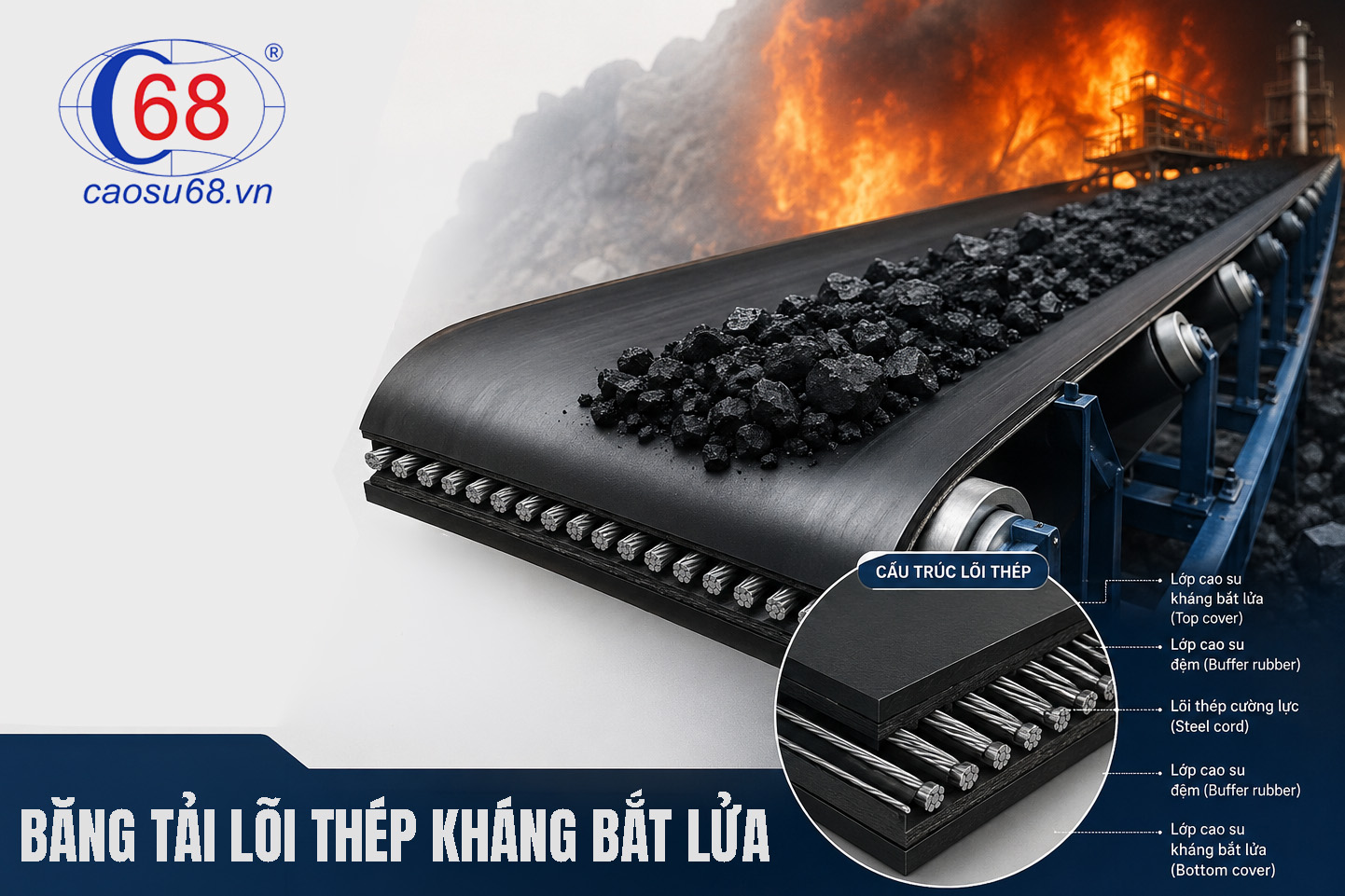 BĂNG TẢI LÕI THÉP KHÁNG BẮT LỬA